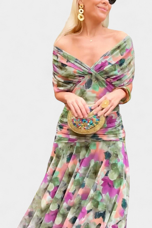 Fantasy Floral V-Neck Dress