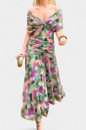 Fantasy Floral V-Neck Dress