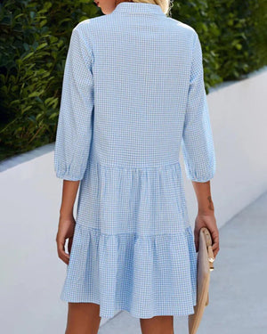 Checked Collar Mini Dress