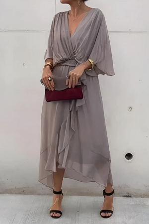 Tie-Waist Wrap Midi Dress