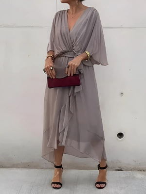 Tie-Waist Wrap Midi Dress