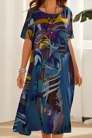 Abstract Print Midi Dress