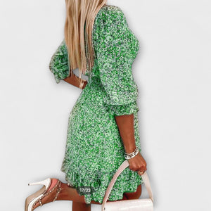 Floral Puff-Sleeve Mini Dress