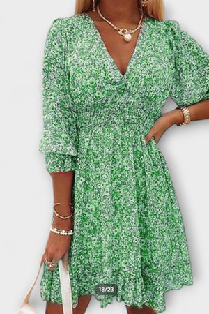 Floral Puff-Sleeve Mini Dress