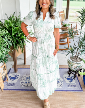 Tiered Print Maxi Dress