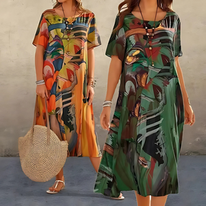 Abstract Print Midi Dress