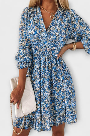 Floral Puff-Sleeve Mini Dress