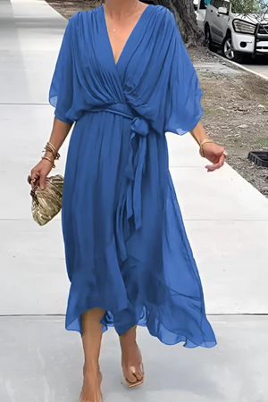 Tie-Waist Wrap Midi Dress