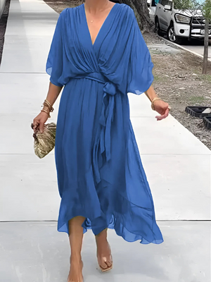 Tie-Waist Wrap Midi Dress
