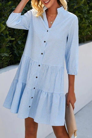 Checked Collar Mini Dress