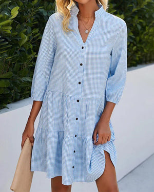 Checked Collar Mini Dress
