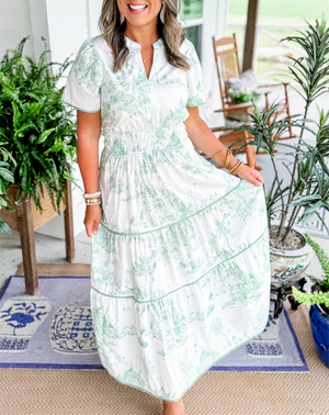 Tiered Print Maxi Dress