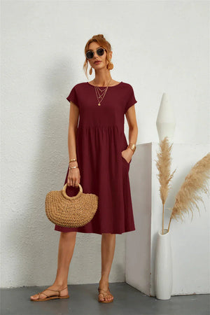 Smocked Pocket Midi Dress
