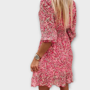 Floral Puff-Sleeve Mini Dress