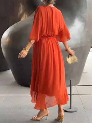 Tie-Waist Wrap Midi Dress