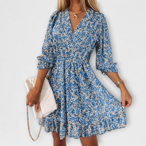 Floral Puff-Sleeve Mini Dress