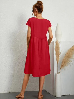 Smocked Pocket Midi Dress
