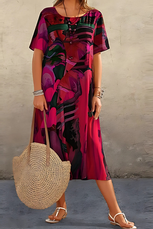 Abstract Print Midi Dress