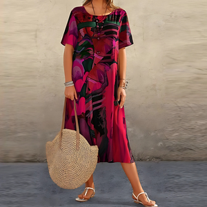 Abstract Print Midi Dress