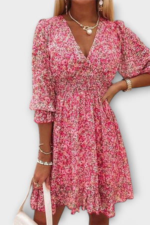 Floral Puff-Sleeve Mini Dress