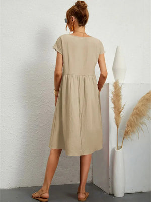 Smocked Pocket Midi Dress