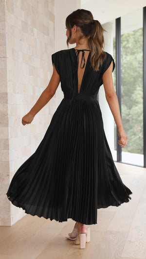 Tie-Front Pleated Midi Dress