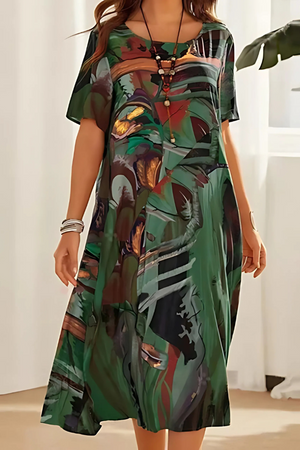 Abstract Print Midi Dress