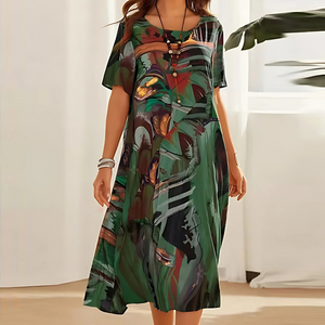 Abstract Print Midi Dress