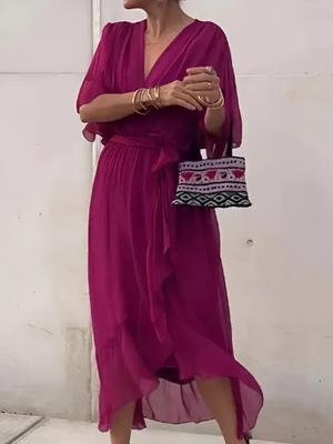 Tie-Waist Wrap Midi Dress