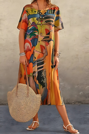 Abstract Print Midi Dress
