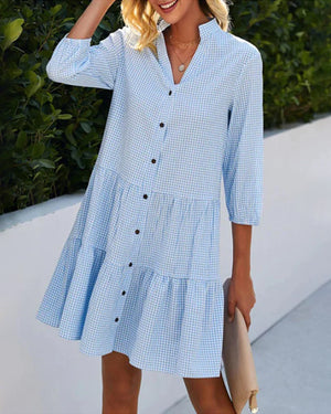 Checked Collar Mini Dress