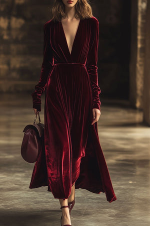 The Colombine Velvet Midi Dress