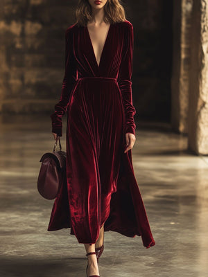 The Colombine Velvet Midi Dress