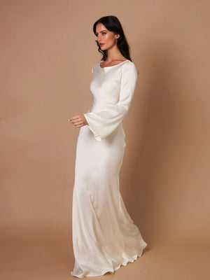 Long-Sleeve Fitted Maxi Dress
