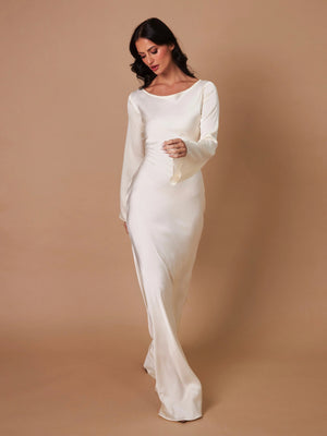 Long-Sleeve Fitted Maxi Dress