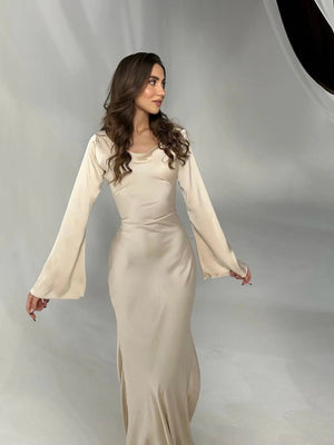 Long-Sleeve Fitted Maxi Dress