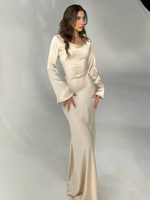 Long-Sleeve Fitted Maxi Dress