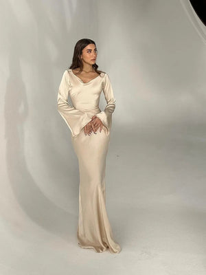 Long-Sleeve Fitted Maxi Dress