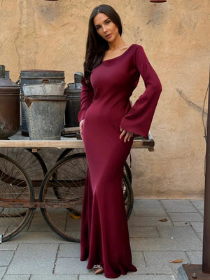 Long-Sleeve Fitted Maxi Dress