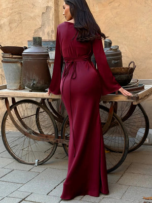 Long-Sleeve Fitted Maxi Dress