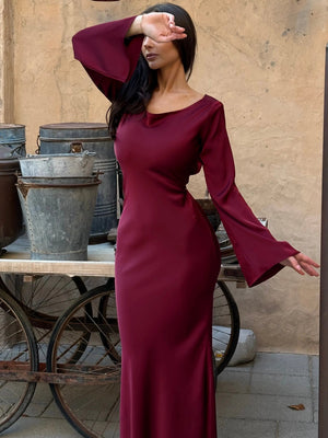 Long-Sleeve Fitted Maxi Dress