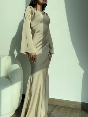 Long-Sleeve Fitted Maxi Dress