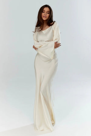 Long-Sleeve Fitted Maxi Dress