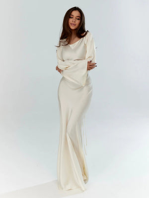 Long-Sleeve Fitted Maxi Dress