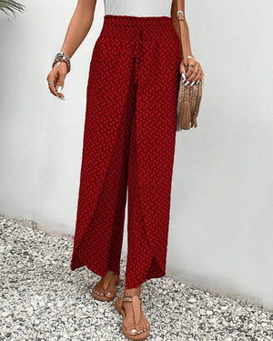 Wide-Leg Printed Trousers
