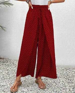 Wide-Leg Printed Trousers