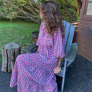 Puff-Sleeve Boho Maxi Dress