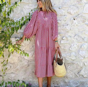 Puff-Sleeve Boho Maxi Dress