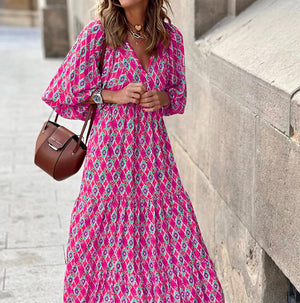 Puff-Sleeve Boho Maxi Dress