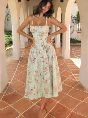 Floral Strappy Midi Dress